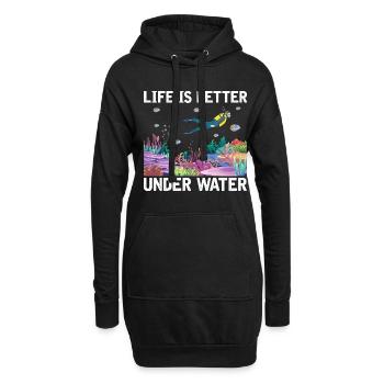 Plongée Aventure Plongeurs Mer Océan - Sweat-shirt à capuche long Femme - noir - Devant