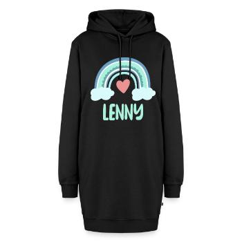 Lenny Name Regenbogen Baby - Hoodie-Kleid - Schwarz - Vorne