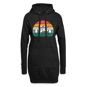 Retro Natur Camping - Hoodie-Kleid - Schwarz - Vorne