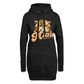 Miau Katze Cat Haustier - Hoodie-Kleid - Schwarz - Vorne