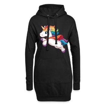 Lustiges Einhorn als Held für einen Superheld - Hoodie-Kleid - Schwarz - Vorne