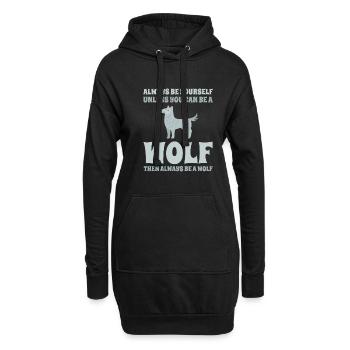 Dictons drôles de loup - Sweat-shirt à capuche long Femme - noir - Devant