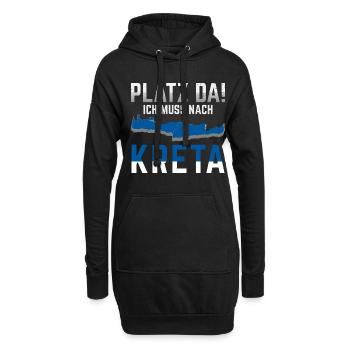 Platz da Kreta Griechenland Urlaub - Hoodie-Kleid - Schwarz - Vorne