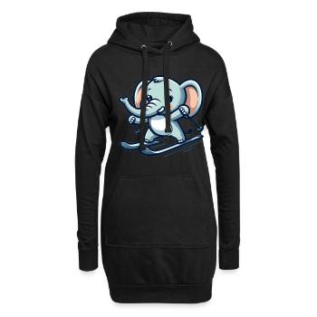 Cute Skier Elephant - Hoodie-Kleid - Schwarz - Vorne