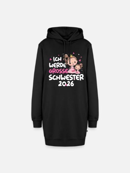 Ich Werde Große Schwester 2026 Prinzessin - Hoodie-Kleid - Schwarz