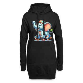 Mignon patineur en ligne éléphant - Sweat-shirt à capuche long Femme - noir - Devant