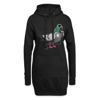 Drôle de techno sourd oreillers musique oiseaux - Sweat-shirt à capuche long Femme - noir - Devant
