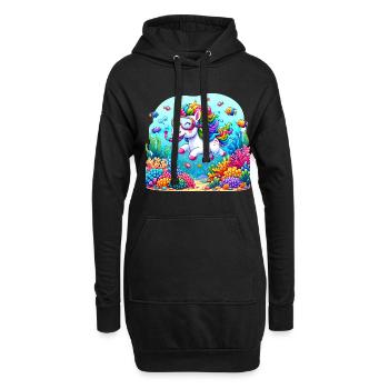 Unterwasserabenteuer Einhorn Korallenriffe - Hoodie-Kleid - Schwarz - Vorne