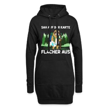 Sah Auf Der Karte Flacher Aus FaulWanderer - Hoodie-Kleid - Schwarz - Vorne