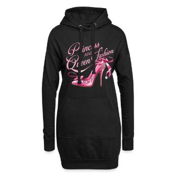 Stilvolle Prinzessin und Königin für Frauen - Hoodie-Kleid - Schwarz - Vorne