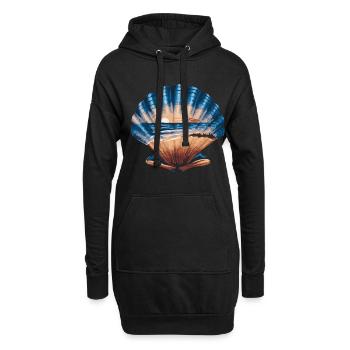 Muschel Strand Szene Serene Ozean Landschaft - Hoodie-Kleid - Schwarz - Vorne
