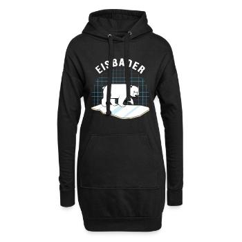 Eisbader Eisbär im Eisbad Winterbaden - Hoodie-Kleid - Schwarz - Vorne