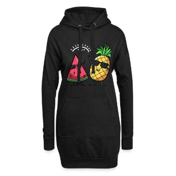 Tupfen Wassermelone Ananas Kawaii Sommerfrüchte - Hoodie-Kleid - Schwarz - Vorne