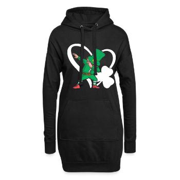 Dabbing St. Patty Kleeblatt Hut Herz - Hoodie-Kleid - Schwarz - Vorne