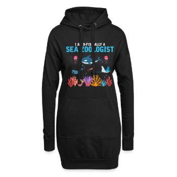 Zooologiste marin officiel Zooologie Mer - Sweat-shirt à capuche long Femme - noir - Devant