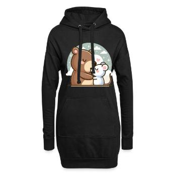 Câlin Ours Et Souris Amoureux - Sweat-shirt à capuche long Femme - noir - Devant