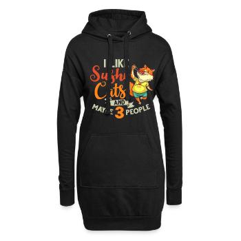 Cat Sushi Japonais Nigiri Bowl Maker - Sweat-shirt à capuche long Femme - noir - Devant