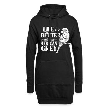 Afrikanischer Graupapagei Papagei Vogel Afrika - Hoodie-Kleid - Schwarz - Vorne