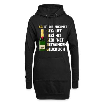 5G ist die Zukunft Sekt - Hoodie-Kleid - Schwarz - Vorne