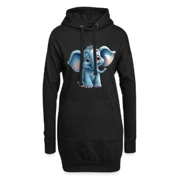 Niedlicher Elefant für Kinder für Kinder - Hoodie-Kleid - Schwarz - Vorne