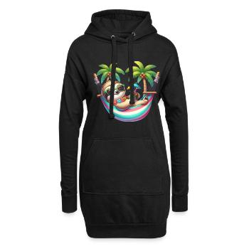Urlaub Glückseligkeit Faultier Faul für einen - Hoodie-Kleid - Schwarz - Vorne