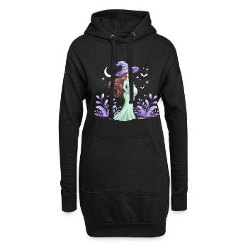 Zauberhafte Mondschein Schwangere Hexe für - Hoodie-Kleid - Schwarz - Vorne