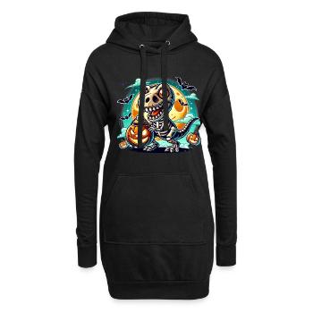 Süßer Dino Skelett Halloween Kürbislaterne - Hoodie-Kleid - Schwarz - Vorne