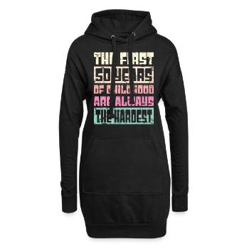 Drôle de 50e anniversaire, hommes femmes, 50 ans - Sweat-shirt à capuche long Femme - noir - Devant