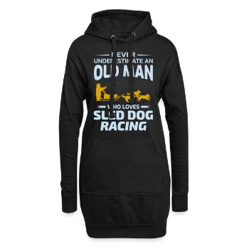 Alter Mann Husky Schlitten Hunderennen Alaskan - Hoodie-Kleid - Schwarz - Vorne