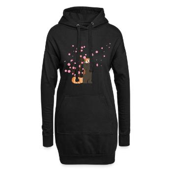 Kirschblüte Roter Panda Japanische Sakura Blume - Hoodie-Kleid - Schwarz - Vorne