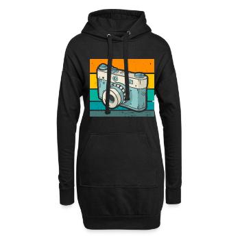 Photography Camera Lens Retro - Hoodie-Kleid - Schwarz - Vorne