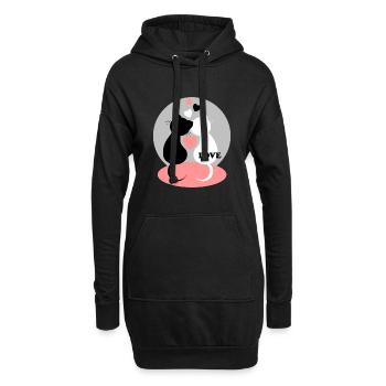 Amour de chat - Sweat-shirt à capuche long Femme - noir - Devant