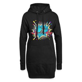 Motorradfahrer Pop Art Comic Retro Herzschlag - Hoodie-Kleid - Schwarz - Vorne