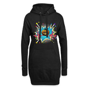 Kaffee Pop Art Comic Retro Herzschlag - Hoodie-Kleid - Schwarz - Vorne