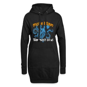 Intelligenter Oktopus - Hoodie-Kleid - Schwarz - Vorne
