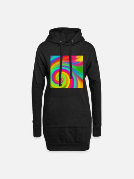Rainbow vortex - Hoodie Dress - black