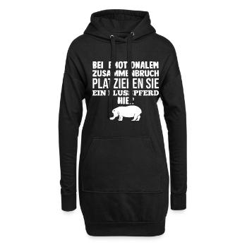 Nilpferd Flusspferd - Hoodie-Kleid - Schwarz - Vorne