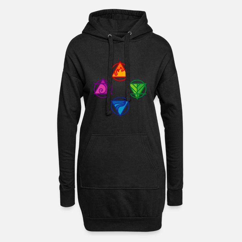 4 ELEMENTE - Hoodie-Kleid - Schwarz