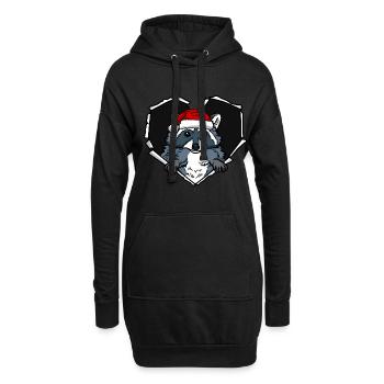 Riss Waschbär mit Weihnachtsmütze Loch - Hoodie-Kleid - Schwarz - Vorne