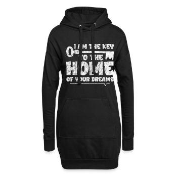 Je suis la clé de la maison de vos rêves 3 - Sweat-shirt à capuche long Femme - noir - Devant