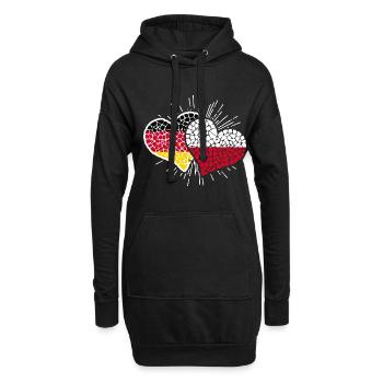 Deutschland Polen Mosaik Herzen Fußball - Hoodie-Kleid - Schwarz - Vorne