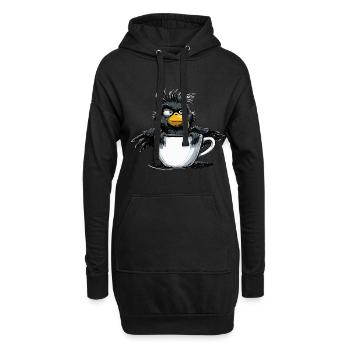Vogel Keinen Bock Kaffee Bevor Du Fragst Nein - Hoodie-Kleid - Schwarz - Vorne