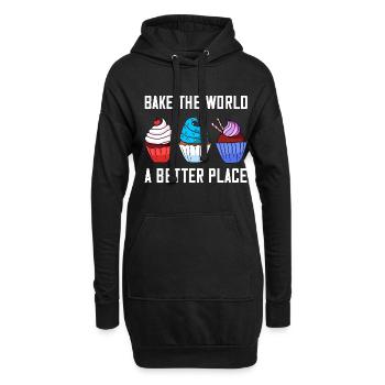 Cupcake Backen Bäckerei Bäcker Kuchen - Hoodie-Kleid - Schwarz - Vorne