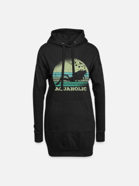 Aquaholic Vintage Taucher - Hoodie-Kleid - Schwarz