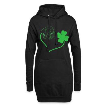 Mops Hund Kleeblatt Herz Kleeblatt - Hoodie-Kleid - Schwarz - Vorne