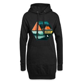 Camping Camper Outdoor Tent - Hoodie-Kleid - Schwarz - Vorne