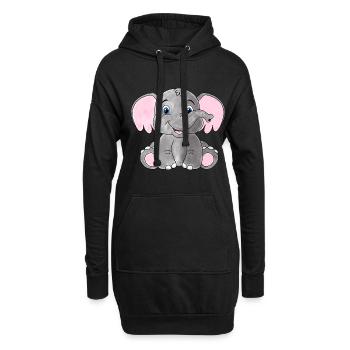 Baby Elefant - Hoodie-Kleid - Schwarz - Vorne