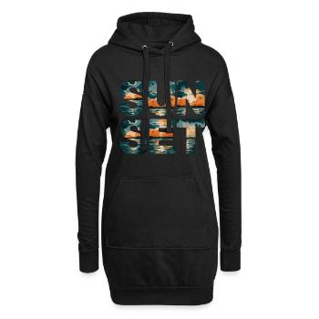 Strand Sunset Beach Sonnenuntergang Meer - Hoodie-Kleid - Schwarz - Vorne