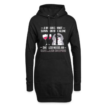 Englischer Schäferhund - Hoodie-Kleid - Schwarz - Vorne