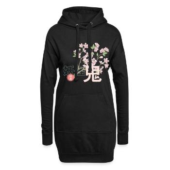 Fleur de cerisier japon - Sweat-shirt à capuche long Femme - noir - Devant